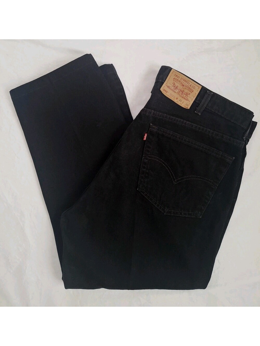 Levi's 505 Vintage 90's Regular Fit Straight Leg Black Denim Jeans Men's 42x30